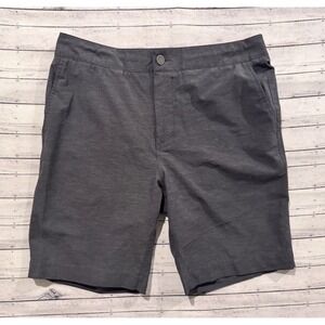 FAHERTY Mens All Day Short Sz 32 Gray Stretch Drawstring Zip Pocket 9" Inseam